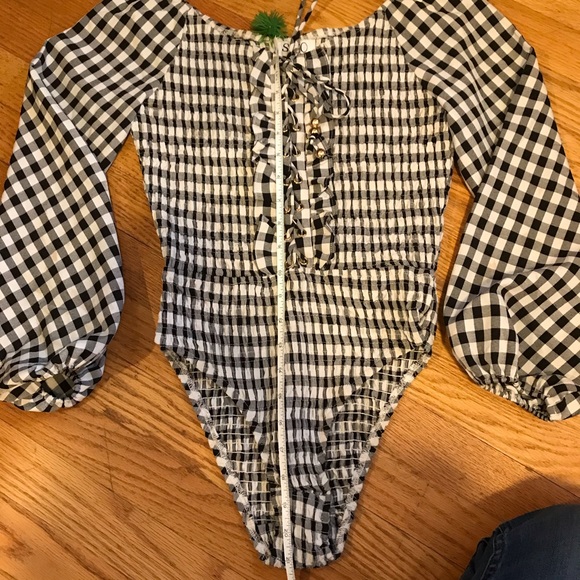 Snap Skirt Mia Gingham Lace Up Bodysuit - Picture 6 of 8